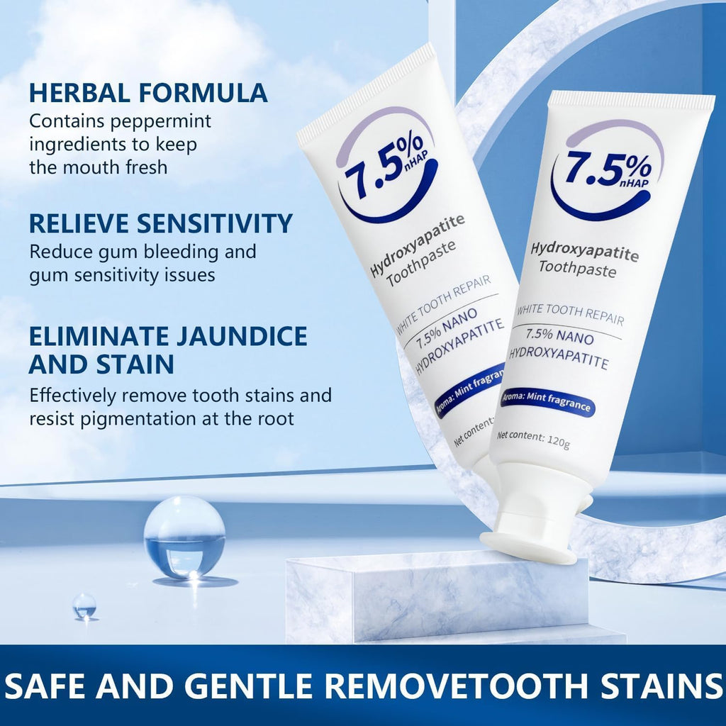 Hydroxyapatite Toothpastes for Enamel Protection and Tooth Strengthening, Fluoride-Free Formula for Sensitive Teeth, Gentle and Effective Formula, Gentle Mint, Fresh Breath (1PCS)