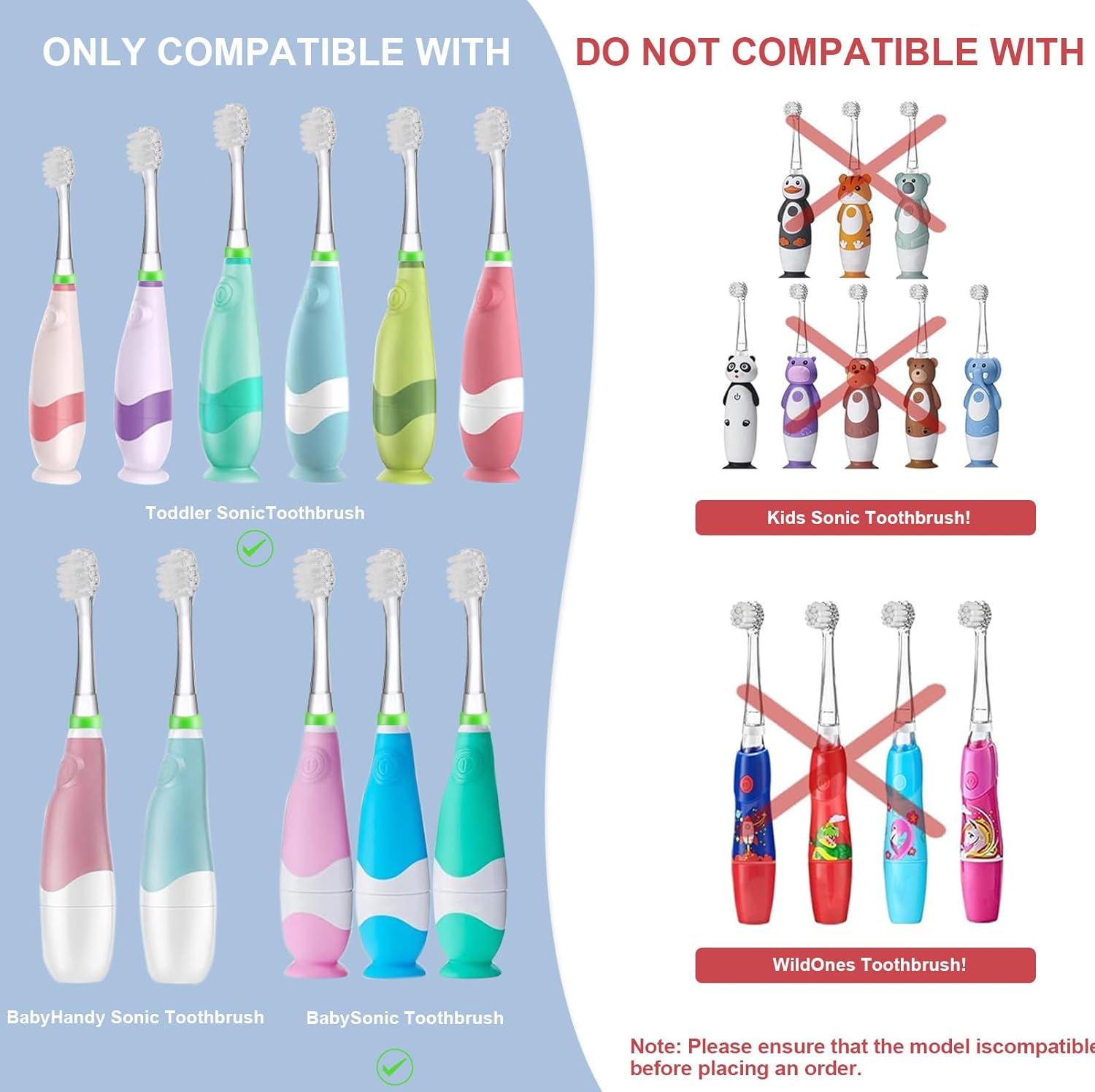 Baby Toothbrush Heads Compatible with Papablic BabyHandy/Toddler Sonic Electric Toothbrushes, Compatible with Brush-Baby BabySonic/Seago SG902/SG602, 5 Pack (18-36 Month)