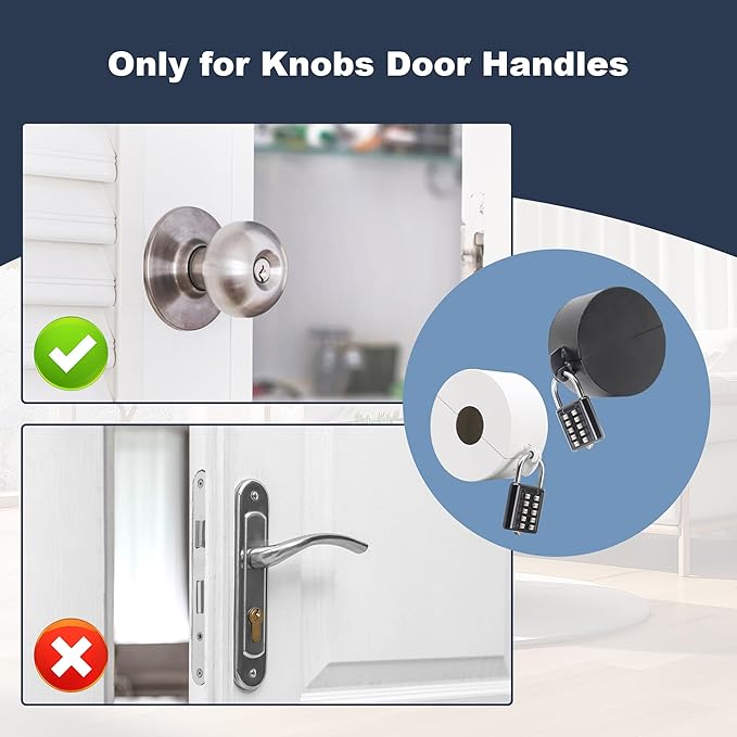 2 Pack Door Knob Lockout Device with Padlock,Temporary Door Handle Lock Cover for Dementia Patients/Child Proof, Outdoor Water Faucet Lock Cover - Black