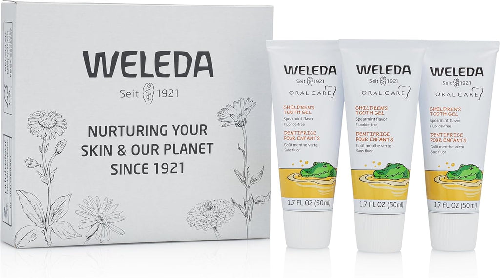 Weleda Oral Care Children's Tooth Gel, 1.7 Fluid Ounce (Pack of 3), Fluoride Free, Spearmint Flavor, Plant Rich Toothpaste with Calendula, Silica and Fennel