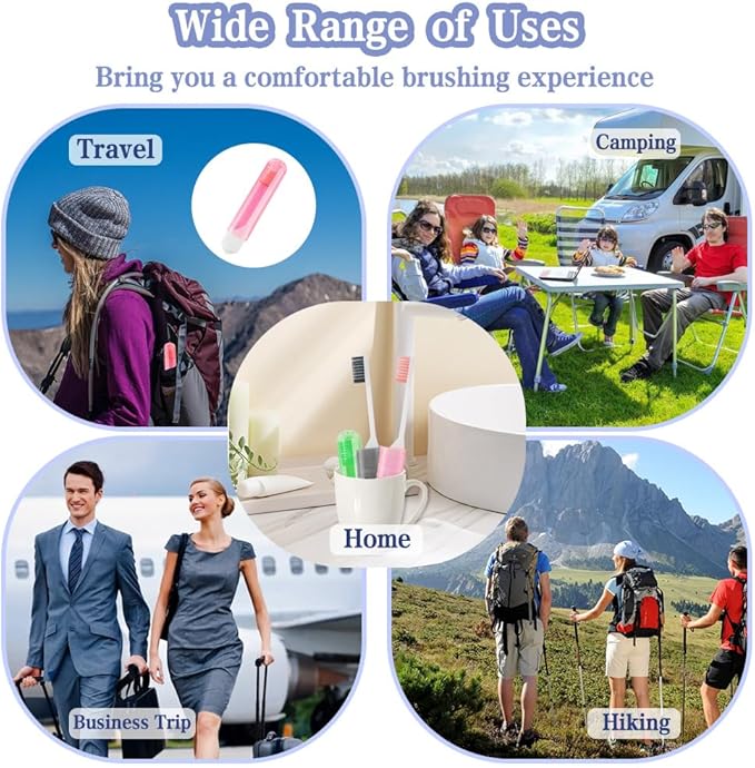 Travel Toothbrush 3Pcs Travel Toothbrush Set Mini Toothbrushes Soft Portable Toothbrushes Travels with Tooth Brush Cover Small Folding Toothbrush Individually Wrapped for Travels Home Black Green Pink