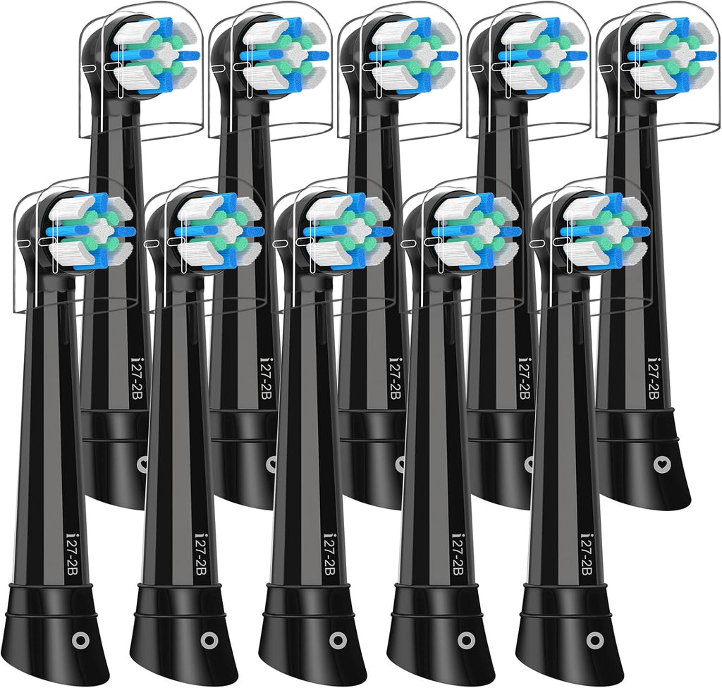 10 PCS Replacement Heads Compatible with Oral B IO 2/3/4/5/6/7/8/9/10/Deep Clean Series Electric Toothbrush, Medium Softness Brush Heads Compatible with Oral B IO for Teeth and Gums Care (Black)