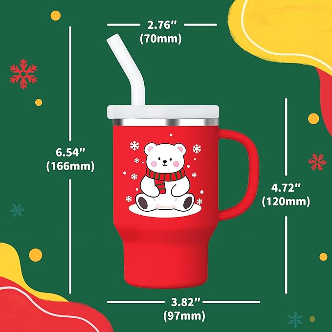 Bella's Friends Christmas Mini Tumbler- 9 0z Toddler Sippy Cup, Flexible Straw, Stainless Interior & Silicone Body, Christmas Gift for 1-3 Years Old Girls & Boys, Gingerbread Man & Polar Bear (2 Pack)