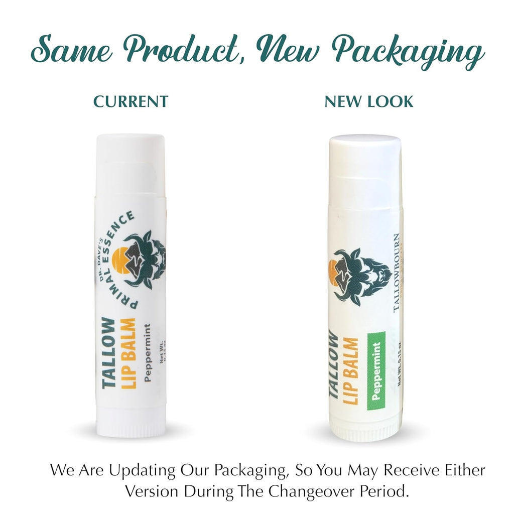 Moisturizing Tallow Lip Balm – Grass-Fed Beef Tallow with Organic Coconut Oil, Beeswax, and Vitamin E – Lip Balm Set – Variety Pack – Travel Essential – 3-Pack