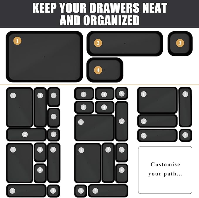 Plastic Drawer Organizers, 28 PCS Drawer Organizer Bins, Bathroom and Vanity Organizer Plastic Tray, Makeup organizer and storage for Makeup, Bedroom, Kitchen Gadgets Utensils and Office