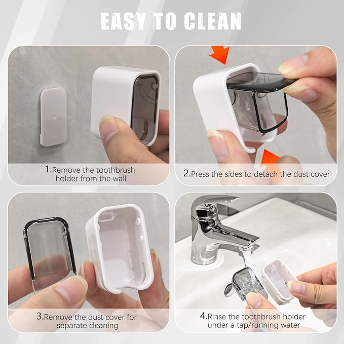 2 Pack Mini Toothbrush Holder Wall Mounted with Cover, Single Slot Toothbrush Storage Organizer for Shower, Compact Toothbrush Holders for Bathroom & Travel, Ideal for Girls and Boys