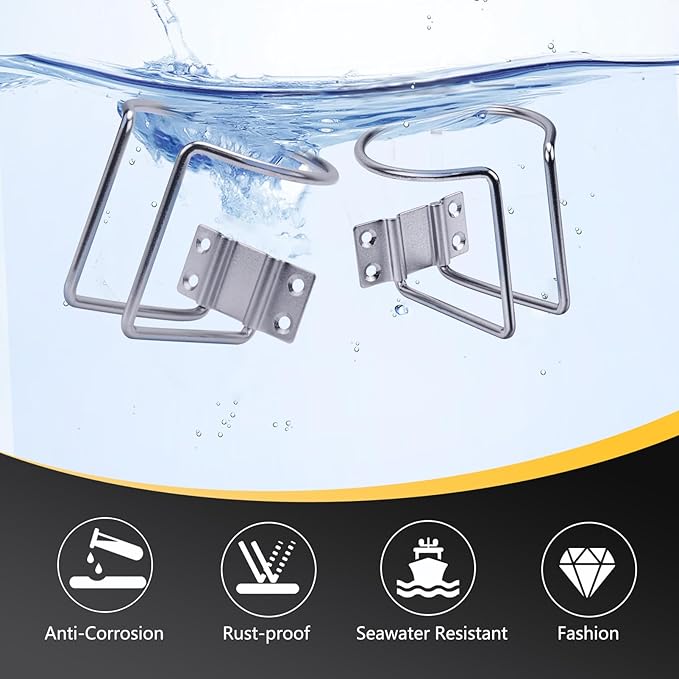 Marinebaby 2 pcs Boat Cup Holder,Stainless Steel Universal Drink Holders,Suitable for Boat,Truck,RV,Tractor,Outdoor Wooden Swing. (Silver)