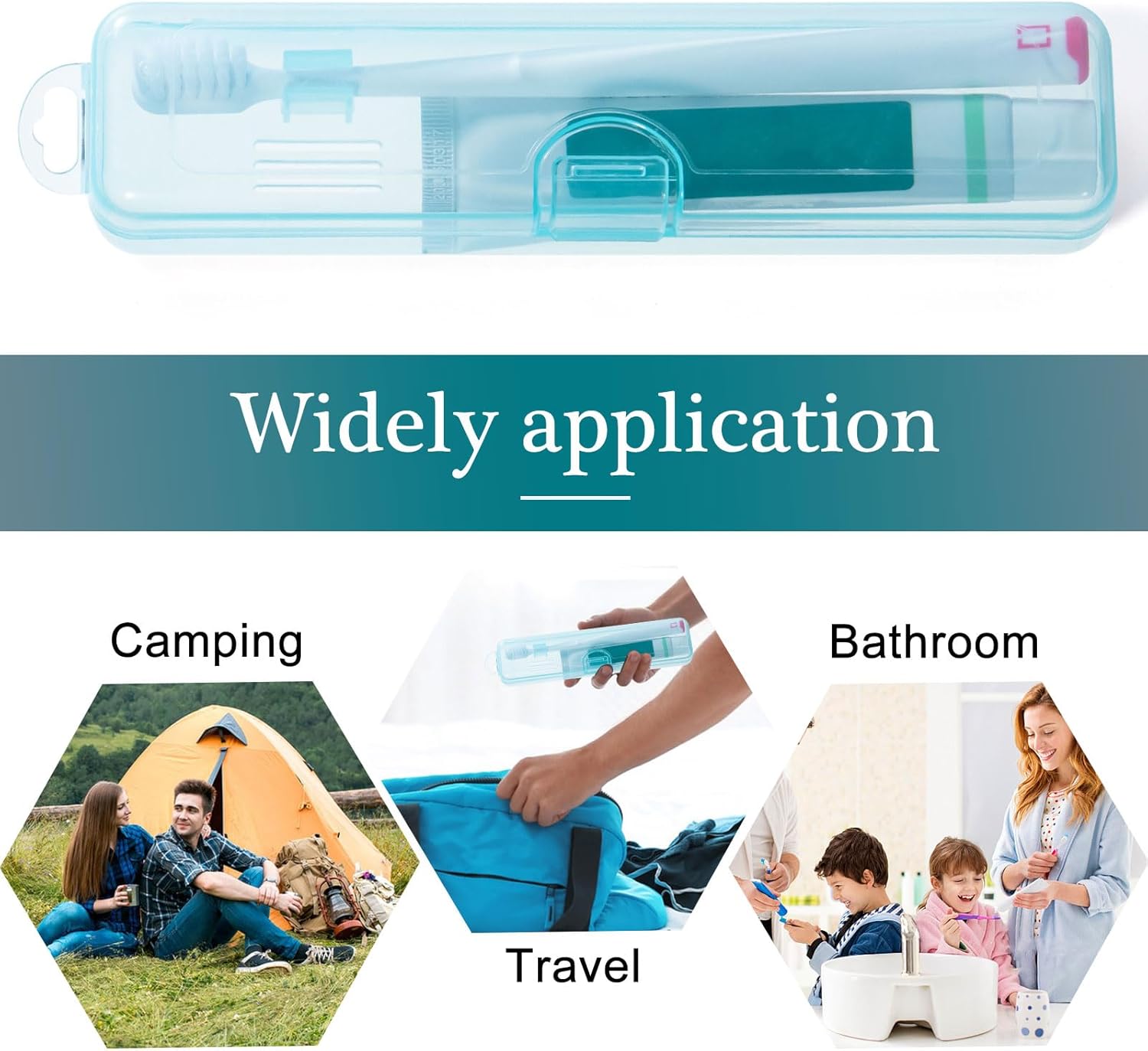 Toothbrush Case Holder 2 Pack, Clear Blue Toothbrush Travel Case Travel SizePlastic Toothbrush Holder Toothpaste Storage Container Portable for Traveling, 7.87 x 1.85 x 1.18”