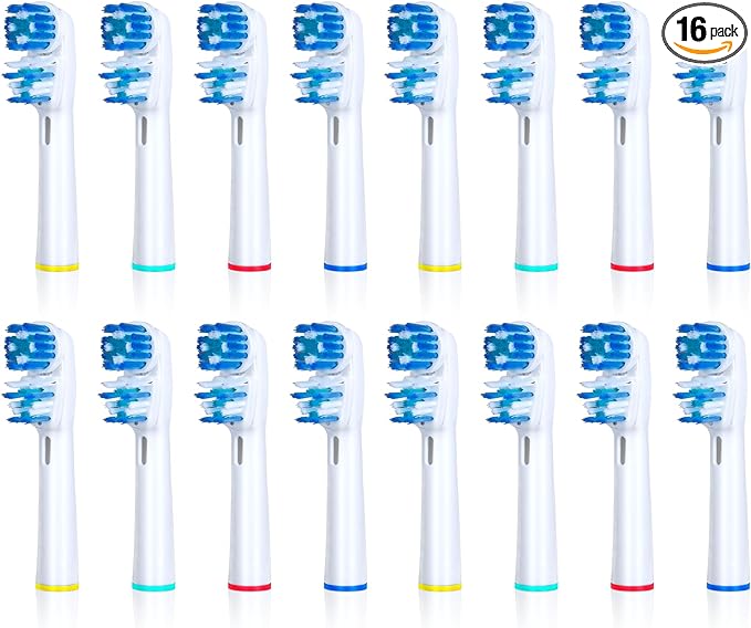 Replacement Brush Heads Compatible with Oral B- Double Clean Design, Double Clean Brush Heads, Compatible with Braun Oral-B Dual Clean Electric Toothbrush (16-Pack)