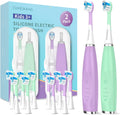 Kids Electric Toothbrushes 2 Pack Smart Sonic Toothbrush for Boys and Girls 3 4 5 6 7 8 9 10 11 12 (Purple+Mint, 2 Pack)