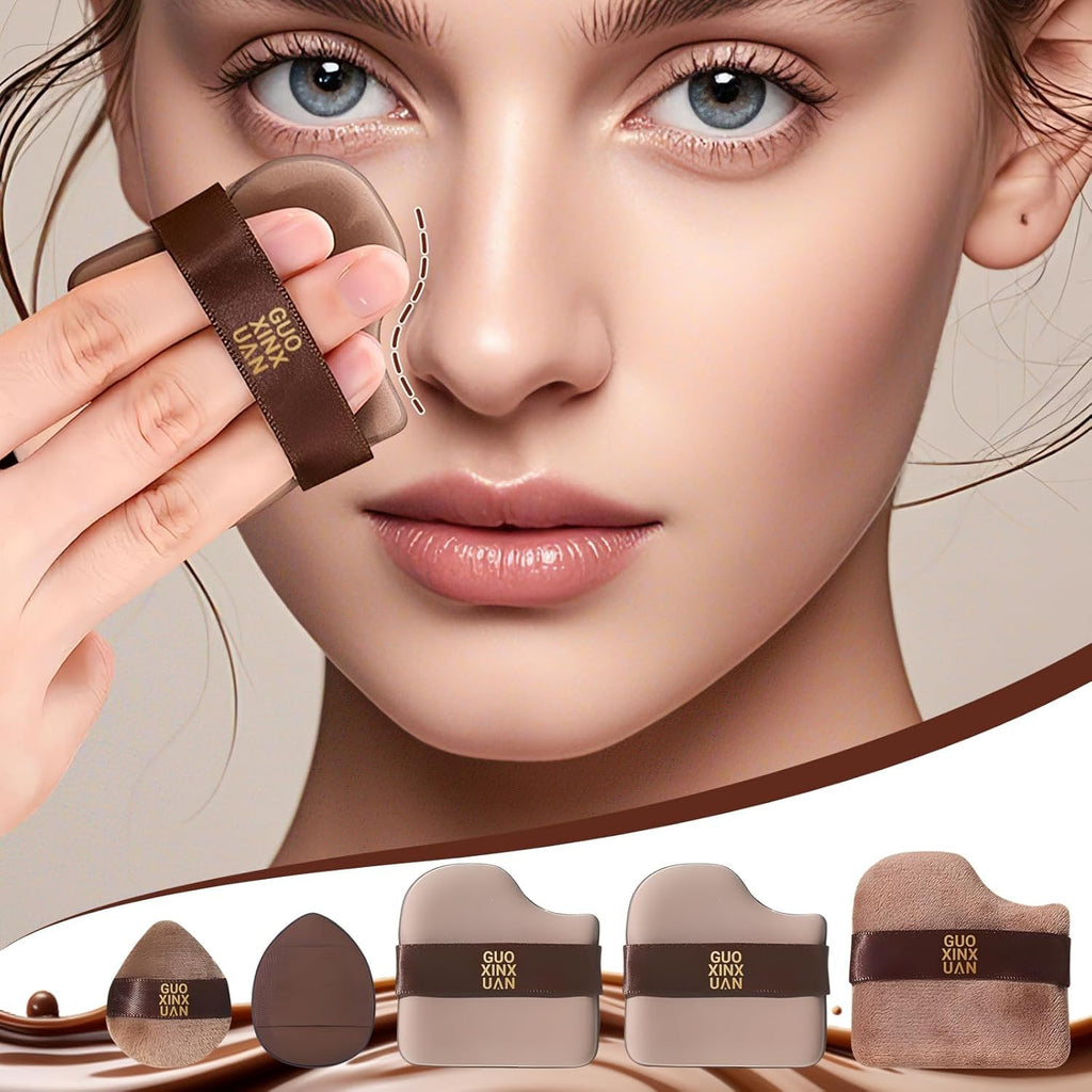 2 Box of 12 Pcs Guoxiaoniu Makeup Puff, Guoxiaoniu Chocolate Color Quick Makeup Mini Foundation Puff Set, Sponge Cushion Puff for Liquid & Powder Foundation