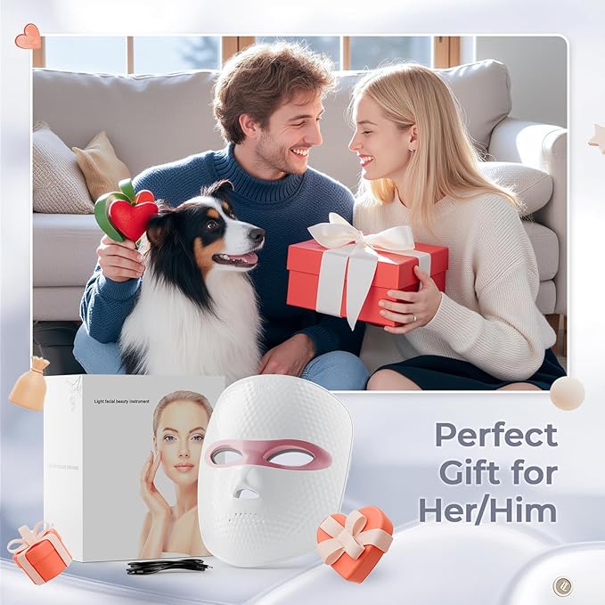 Red Light Therapy for Face LED Face Mask Light Therapy Cordless USB Rechargeable,Red Mask for Home Working Travel Yoga Sleep