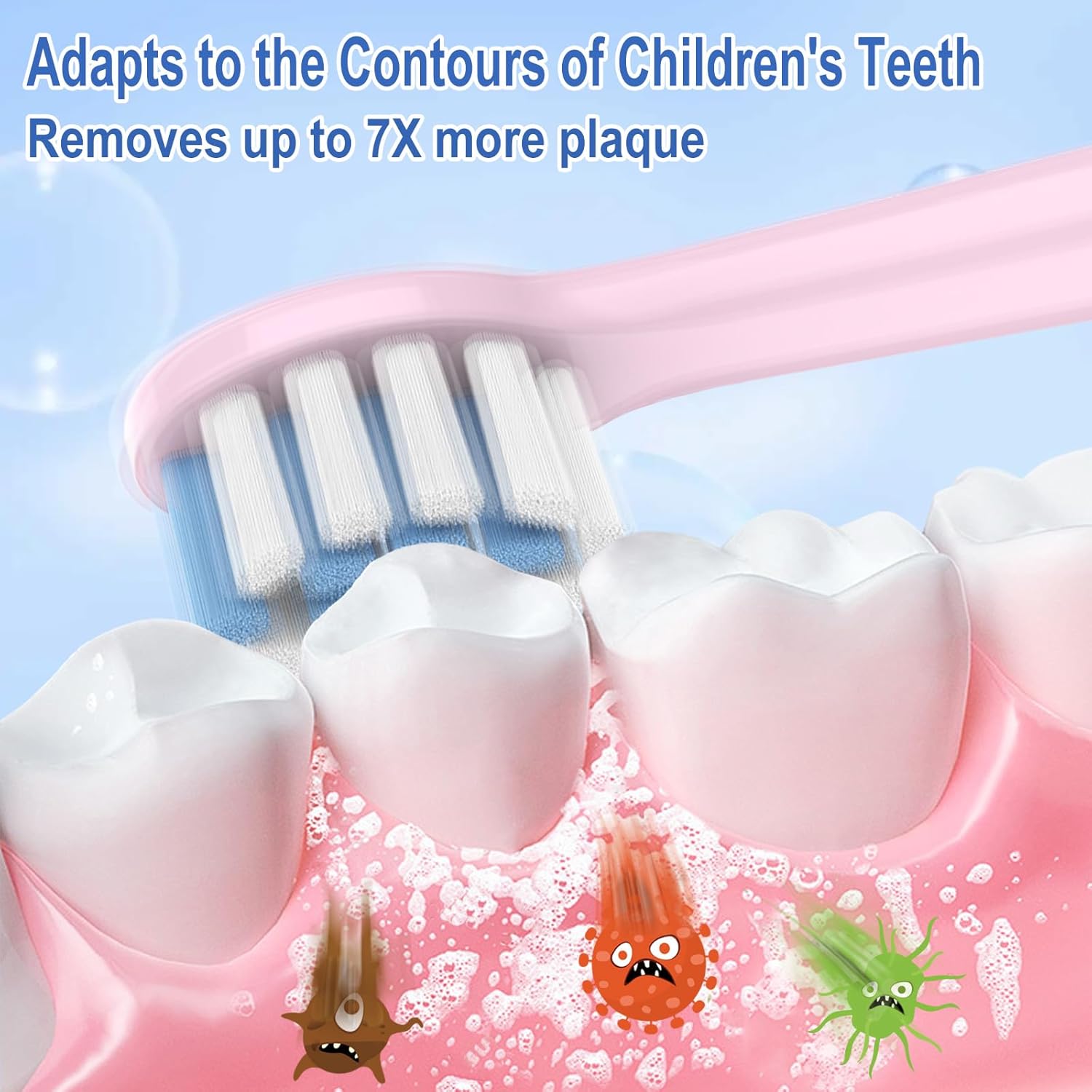 8 Pack Kids Replacement Brush Heads Compatible with Philips Sonicare Electric Toothbrushes,Ultra Soft Bristles for Gentle Cleaning