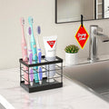 MOJOHAND Toothbrush Holders with Instant Drying Stone for Bathrooms, Stainless Steel Bathroom Electric Toothbrush Toothpaste Holder, Multi-Slots Openwork Design, Bathroom Accessories Organizer