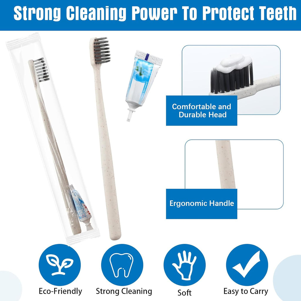 Uiifan 250 Sets Disposable Toothbrushes with Toothpaste Bulk Individually Wrapped Travel Toothbrush Kit Soft Bristle Tooth Brushes Homeless Supplies for Hotel Shelter Nursing Home Charity Donation