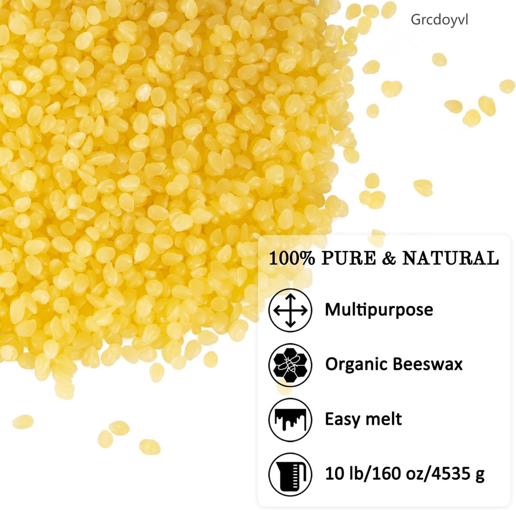 Natural Yellow Beeswax Granules (10-Pound) | Unrefined Pure Material for DIY Projects | Candle Making, Skin Care, Lip Balm, Soap Base | Organic Beeswax Pellets