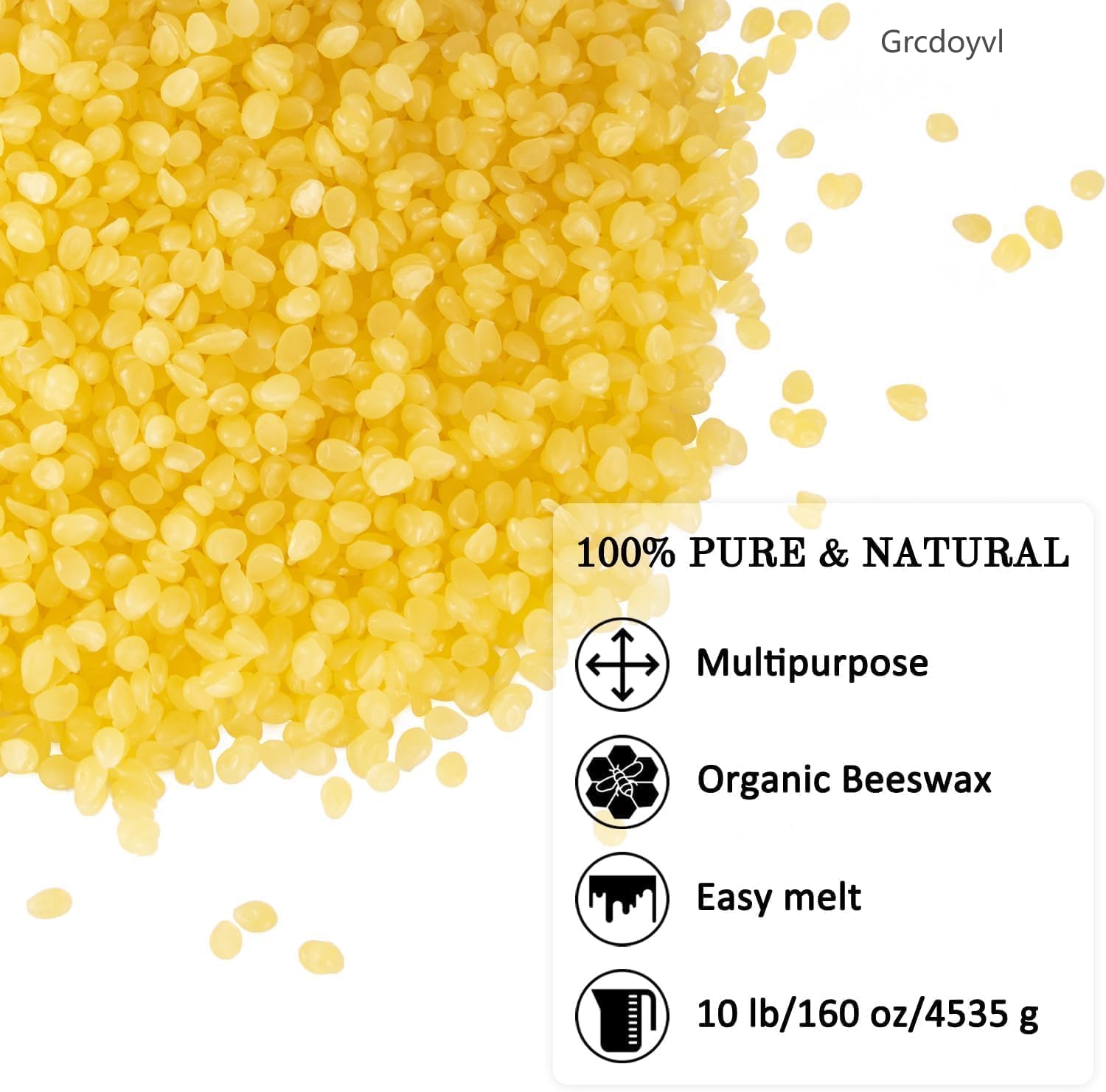 Natural Yellow Beeswax Granules (10-Pound) | Unrefined Pure Material for DIY Projects | Candle Making, Skin Care, Lip Balm, Soap Base | Organic Beeswax Pellets