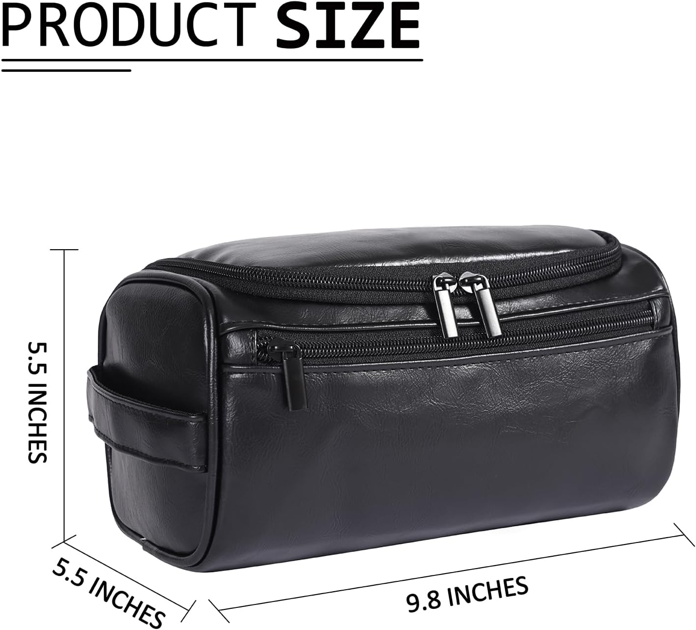 Toiletry Bag for Men, Hanging Travel Shaving Dopp Kit for Men and Women, Water-resistant Toiletries Organizer Bags, PU Leather Cosmetic Bags for Makeup Accessories (Black)