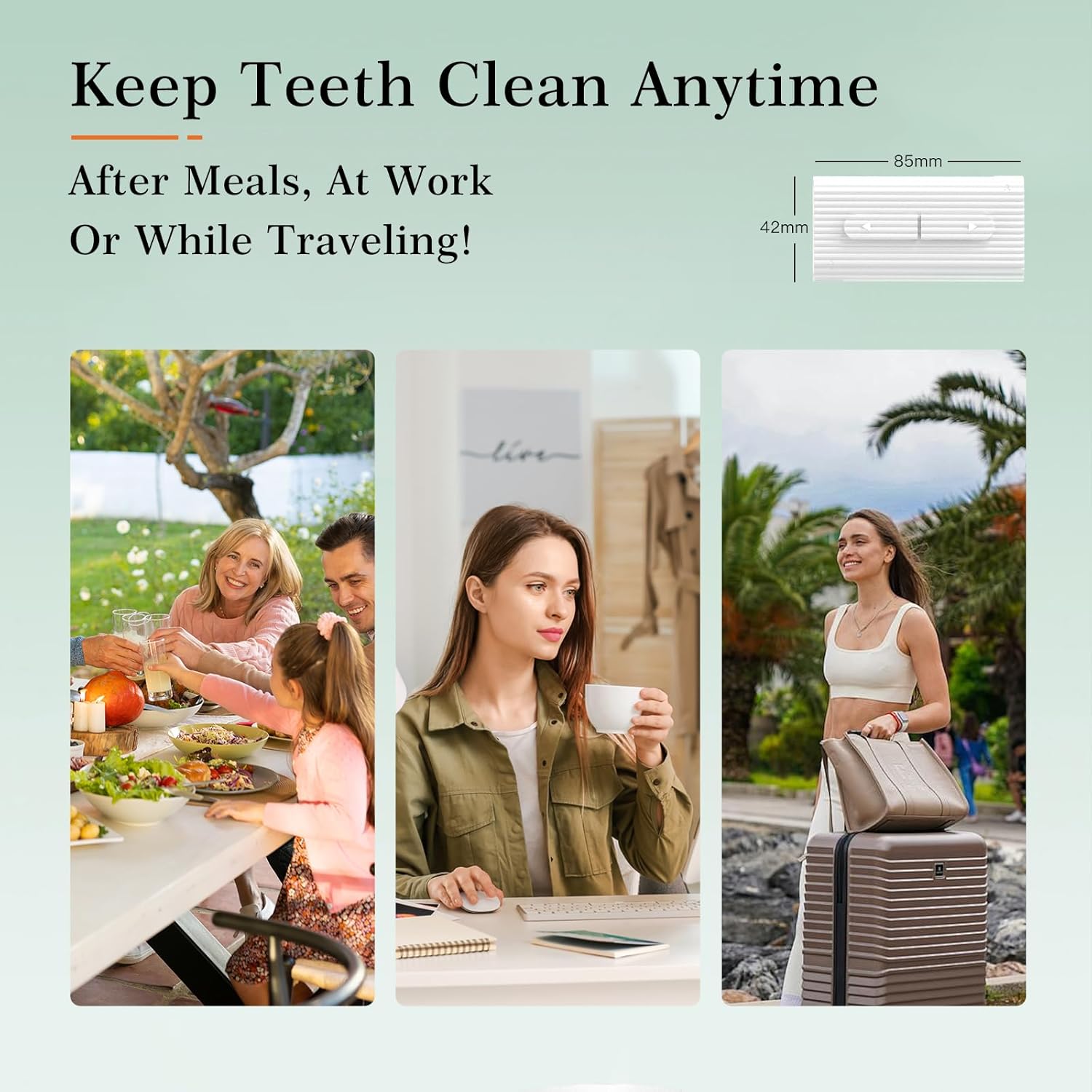 Travel Dental Floss Picks with Portable Dispenser,Reusable Ultra-Compact Dental Flosser Case,Toothpicks Sticks Holer,No Break No Shred Dental Floss Super Clean Teeth,Perfect for Out go(White)