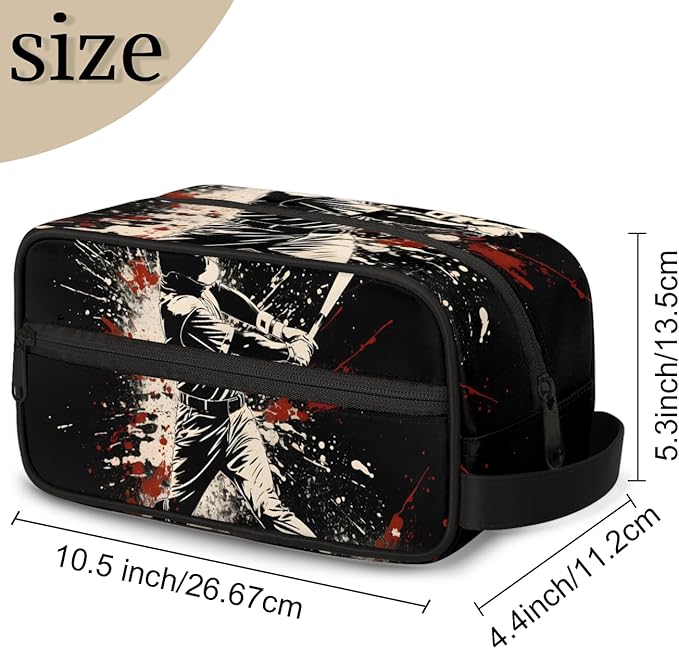 Baseball Player Boys Travel Toiletry Bag Waterproof Wash Bag Shower Shaving Bag Cosmetic Organizer Makeup Bag Portable Toiletries Accessories for Women Men Ball Theme
