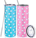 Umigy 2 Pcs Dental Assistant Gifts Teeth Dentist 20 oz Stainless Steel Tumblers Hygiene Student Coffee Mugs with Straws and Lids for Hygienist Dental Students Graduation Birthday Gift