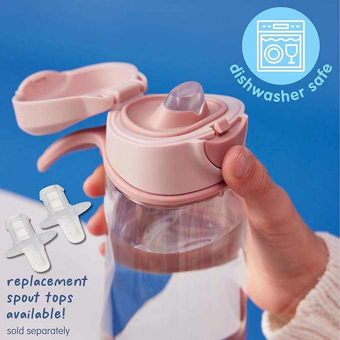 b.box 15 oz Sport Spout Kids Water Bottle for School, Sports, Travel, Daycare. Leakproof, Spill Proof, Dishwasher Safe. Easy Grip Triangle Shape, Durable Tritan Material. BPA Free.