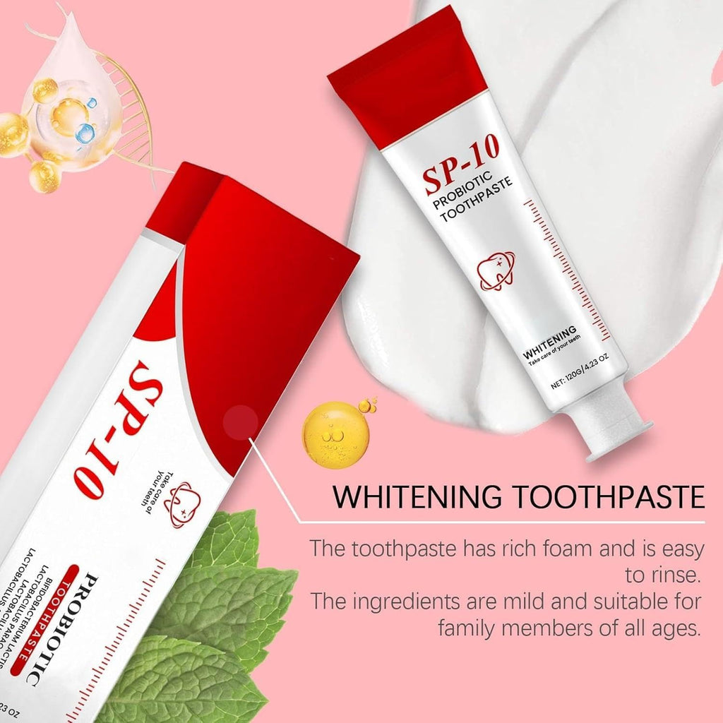 2 Pcs SP10 Probiotic Toothpaste - Whitening Toothpaste, Fresh Breath Formula，Stain Removal，Deep Cleaning Care