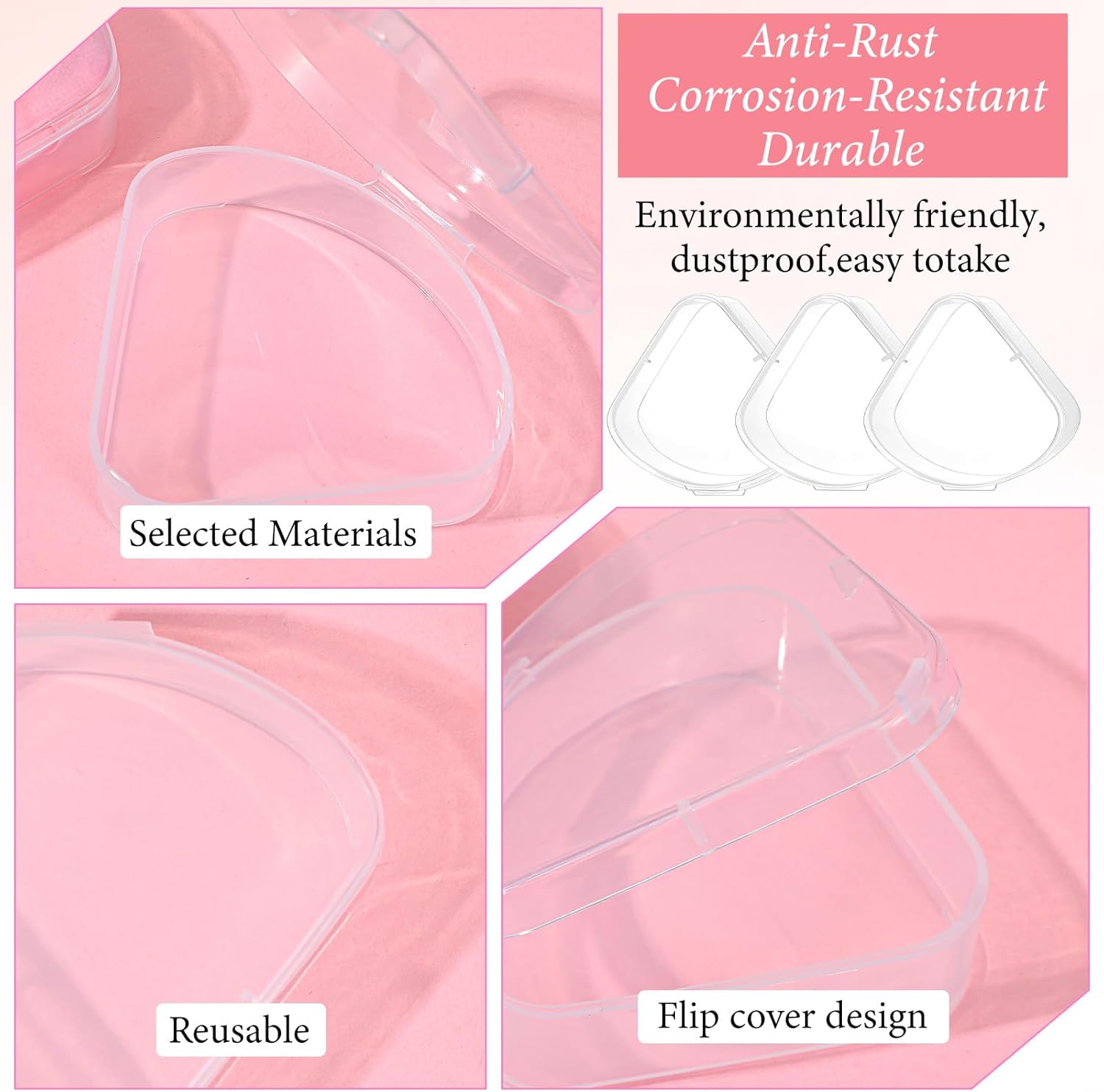 12 PCS Triangle Powder Puff Holder Cases Clear Makeup Sponge Protective Container Portable Cosmetic Puff Box Travel Beauty Blender Holder Clear Reusable Dust Proof Protective