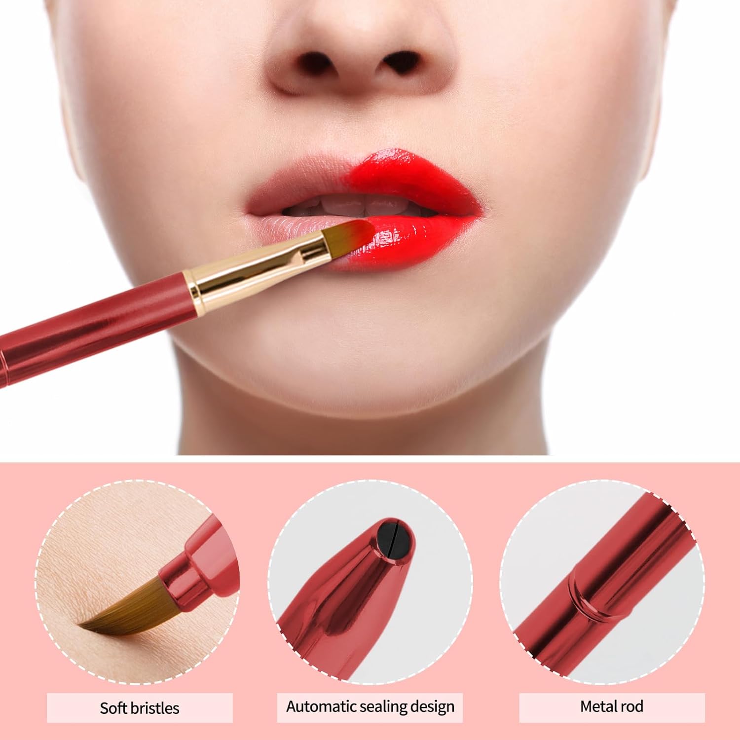 Unaone [2 Pack] Lip Brush for Lipstick, Retractable Lip Brushes, Dual-ended Makeup Brush for Lipstick Lip Gloss, Include Lid