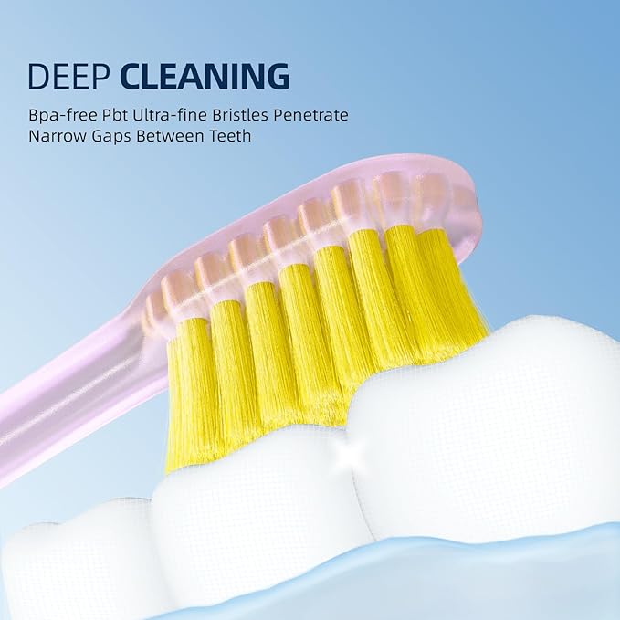 PBT Bamboo Charcoal Toothbrush for Sensitive Gums - 20K Ultra-Soft Wave Bristles for Gentle Cleaning (2-Pack)