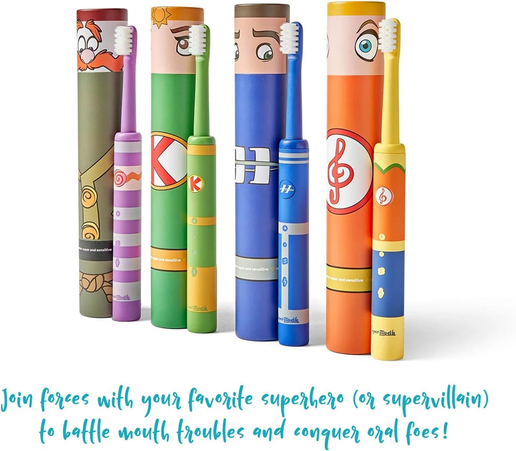 SuperMouth Smile Sidekick Sonic Toothbrush for Kids – Rechargeable, 3 Brushing Modes, Ultra-Soft Bristles, 2-Min Timer, Replaceable Brush Head – Includes Augmented Reality Sticker to Teach Brushing