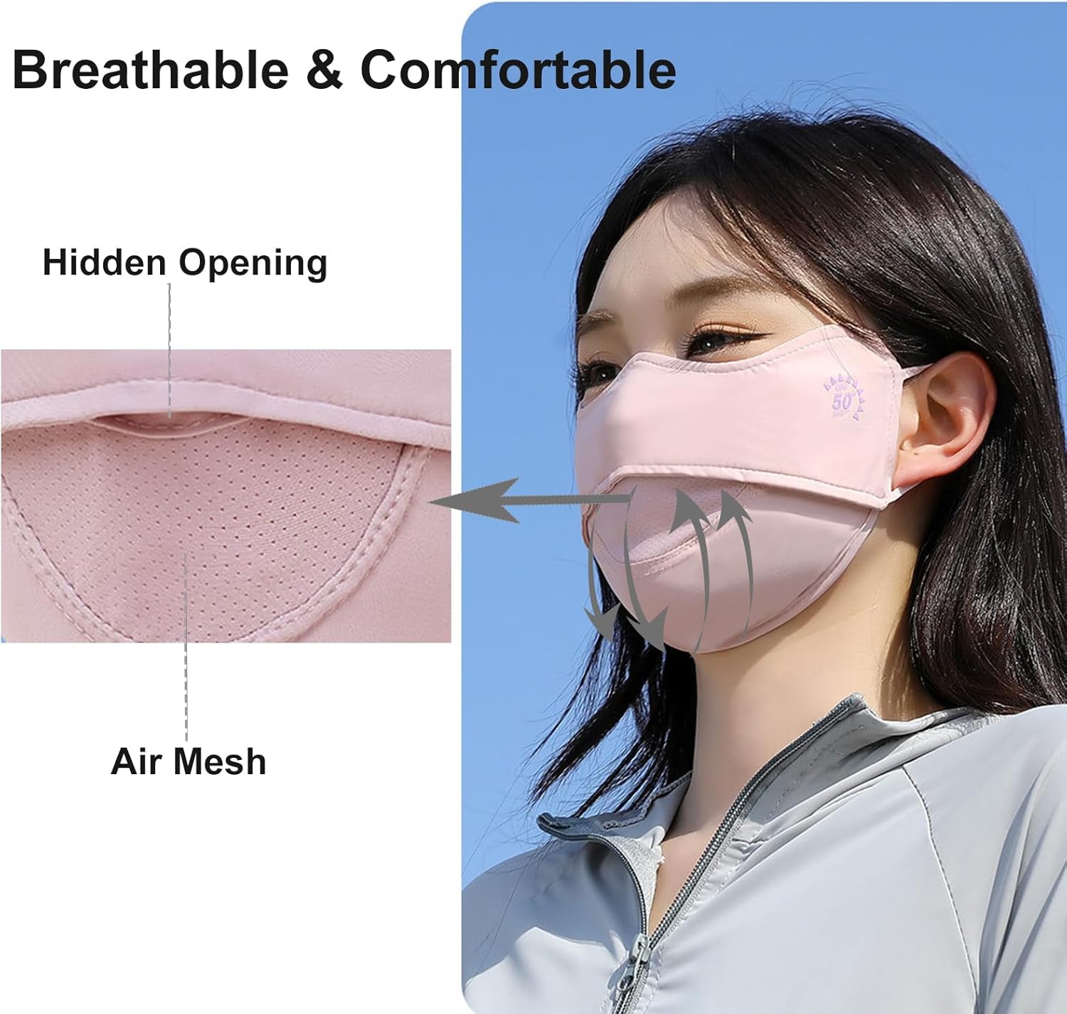 2Pcs UV Face Mask, Sun Masks for Women, Cooling Breathable Face Cover for Outdoors, Washable Reusable