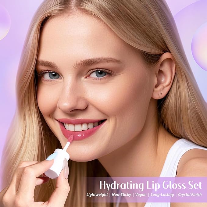 bayfree Tinted Lip Oil Stain Set, Hydrating High Shine Lip Gloss Set, Long-Lasting Bright Color Lipgloss for Dull Lips, Weightless & Non-Sticky, Vegan Korean Makeup, Crystal Finish