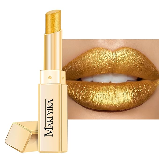 Moisture Gold Lipstick for Women Hydrate Tinted Lip Balm for Dry Cracked Lips Glossy Lip Color Juicy Finish, MA072 Winner Gold