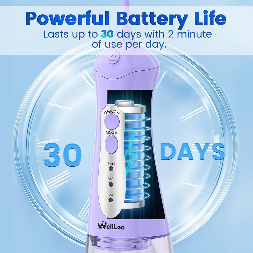 Water Flosser for Teeth, Portable Oral Irrigator Rechargeable Water Dental Flosser Pick with High Pressure 5 Jet Tips, IPX7 Travel Water Flossing for Brace Teeth Cleaner Gum Care