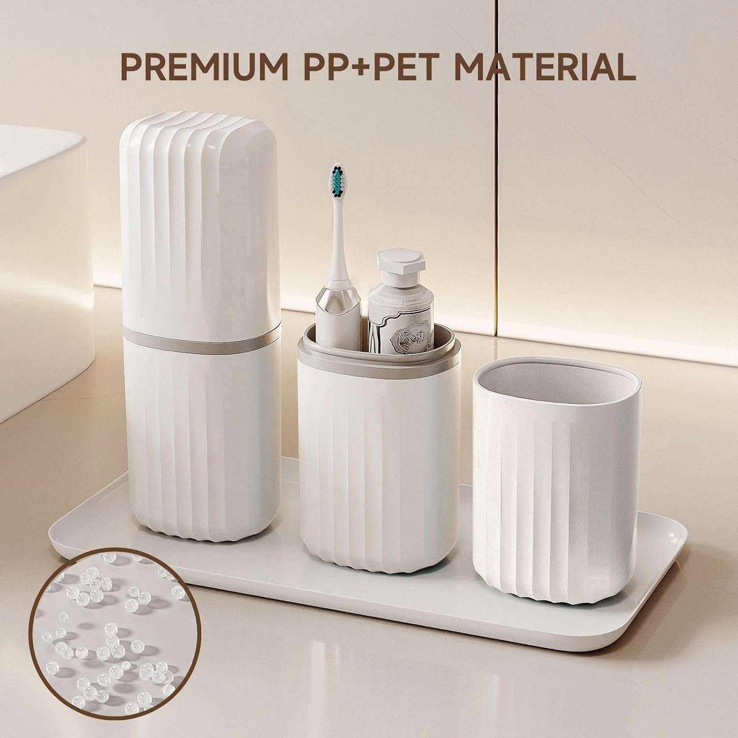 Toothbrush Travel Case, 2 in 1 Toothbrush Holder and Rinse Cup, Large Capacity Toothbrush Cup with Cover, Portable Travel Toothbrush Holder for Traveling, Camping, Trip - 1Pcs - White