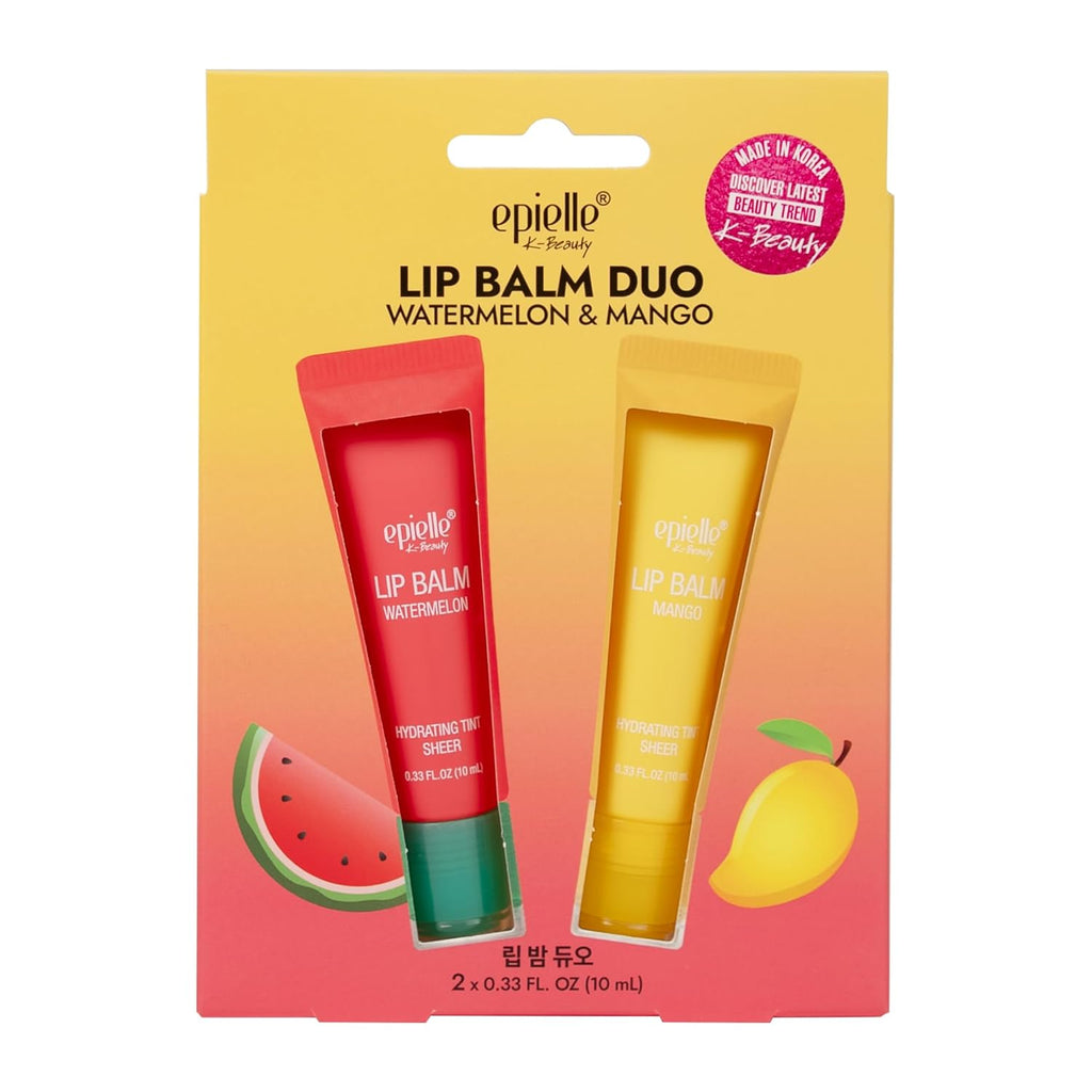 Epielle Lip Balm Duo Watermelon & Mango, Hydrating Tint Sheer, Kbeauty, Stocking Stuffers, Thanksgiving Essentials