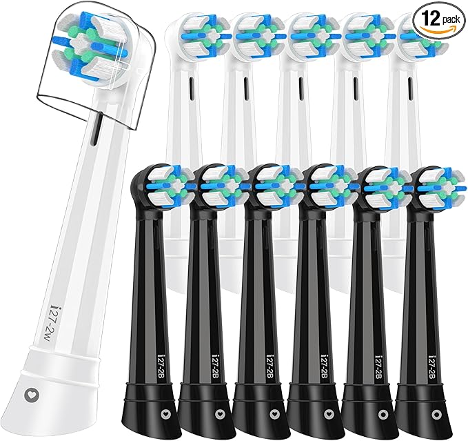 12 Pack iO Replacement Heads Compatible with Oral B iO Electric Toothbrush,Compatible with Oral B iO Series 2/3/4/5/6/7/8/9/10,Premium Bristles for Deep Cleaning&Gentle Care