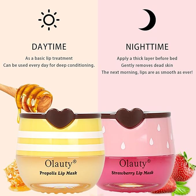 9 PCS Bee Lip Balm Honey Pot,Honey Lip Balm Lip Mask,Propolis Moisturizing Lip Sleeping Mask Reduces Lip Lines,Hydrating Prevention Dry and Cracked Lip Scrubs Exfoliator