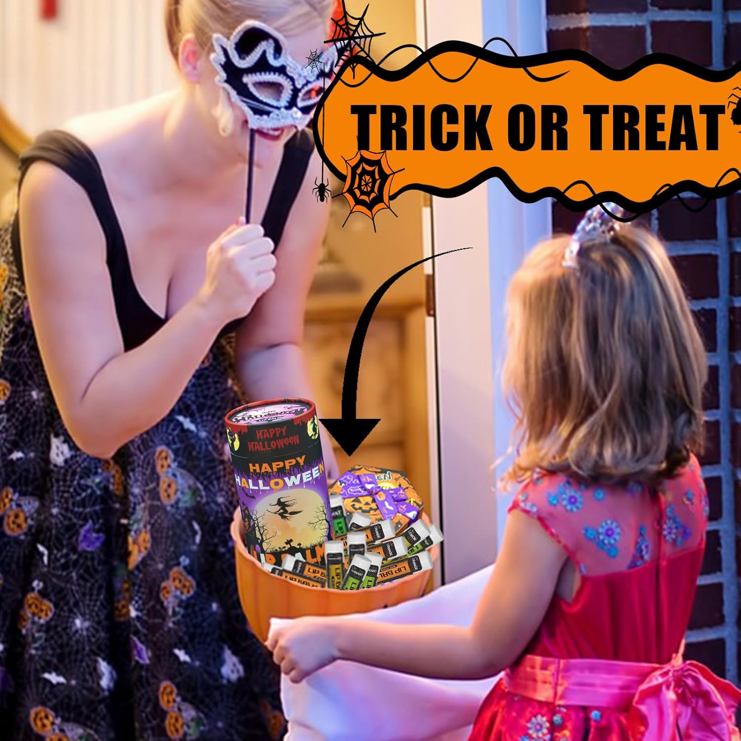 Yopela 76 Pack Halloween Lip Balm Party Favors, Lip Care Set with Vitamin E & Coconut Oil to Moisturize Repair Dry Chap Lips, 18 Flavors,Perfect for Trick-or-Treat Gifts or Goodie Bag Stuffers