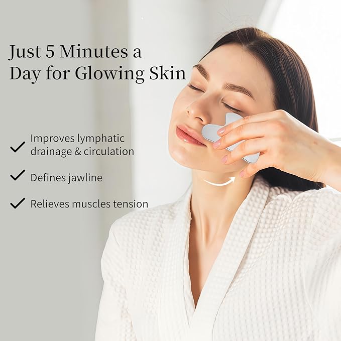 2Pcs Gua Sha Facial Tools Stainless Steel - Lift, Depuff & Glow | Spa-Grade, Travel-Ready, Metal GuaSha Tool for Face, Neck, Body Lymphatic Drainage Massager Natural Skin Care
