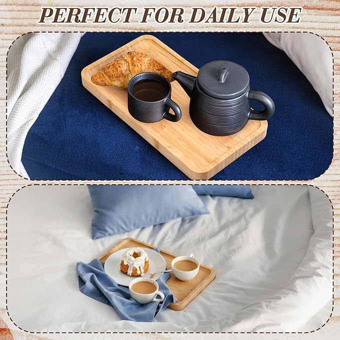 Sieral 3 Pcs Bamboo Tray for Bathroom Bamboo Vanity Bathroom Counter Organizer Decorative Tea Serving Tray for Dresser Coffee Table Home Toilet Tank Candle Perfume (11 x 5.9 Inch)