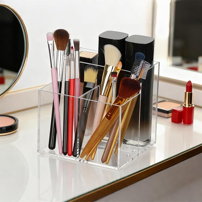 Toothbrush Holder, Clear Acrylic Toothbrush Holders for Bathrooms, Large Capacity Electric Toothbrush and Toothpaste Holder for Bathroom Countertop