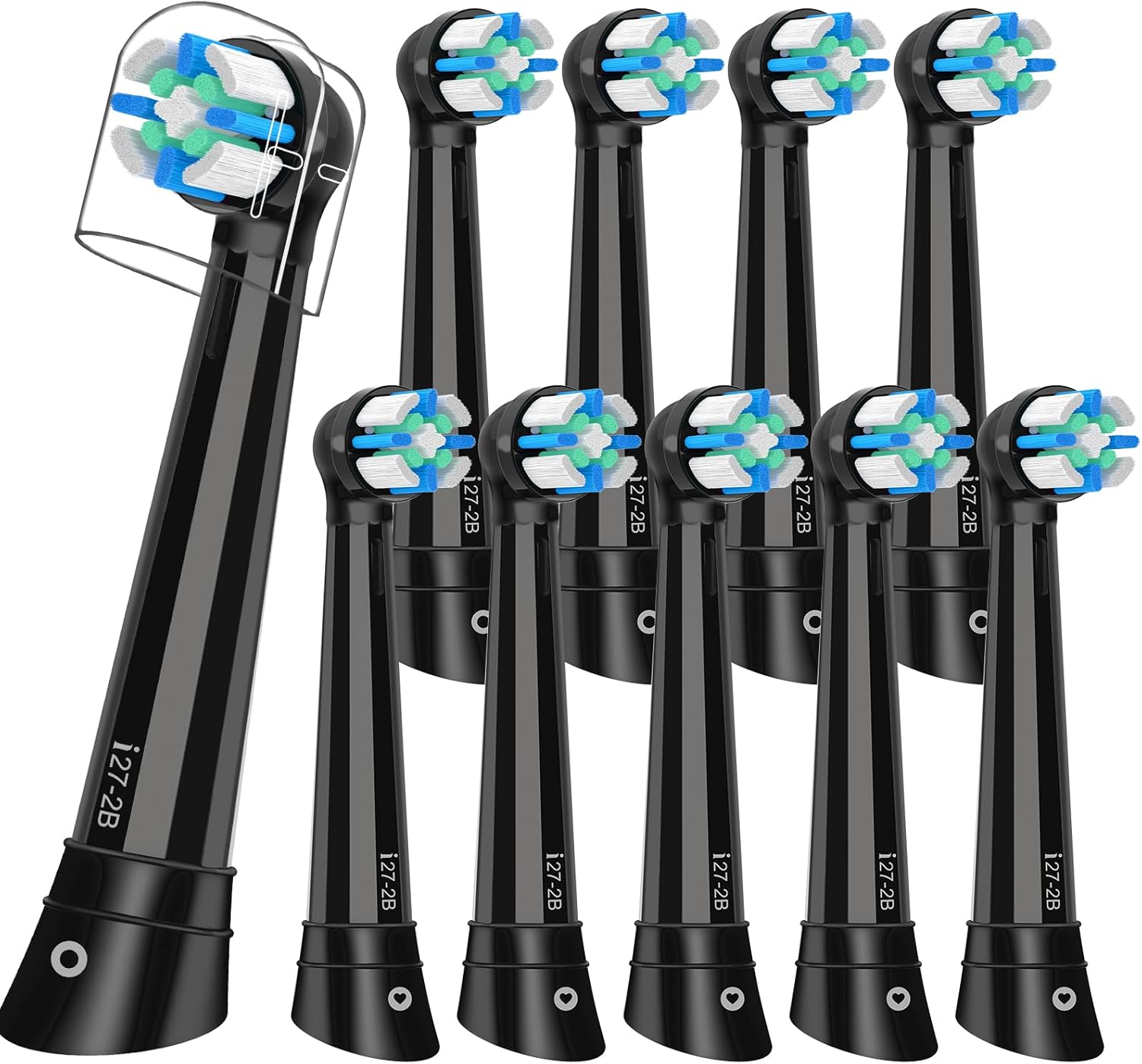10PACK Replacement Toothbrush Heads Compatible with Oral B iO Series 2/3/4/5/6/7/8/9/10 Electric Toothbrush,Round Brush Heads for Gentle Gum Care & Deep Cleaning,Black