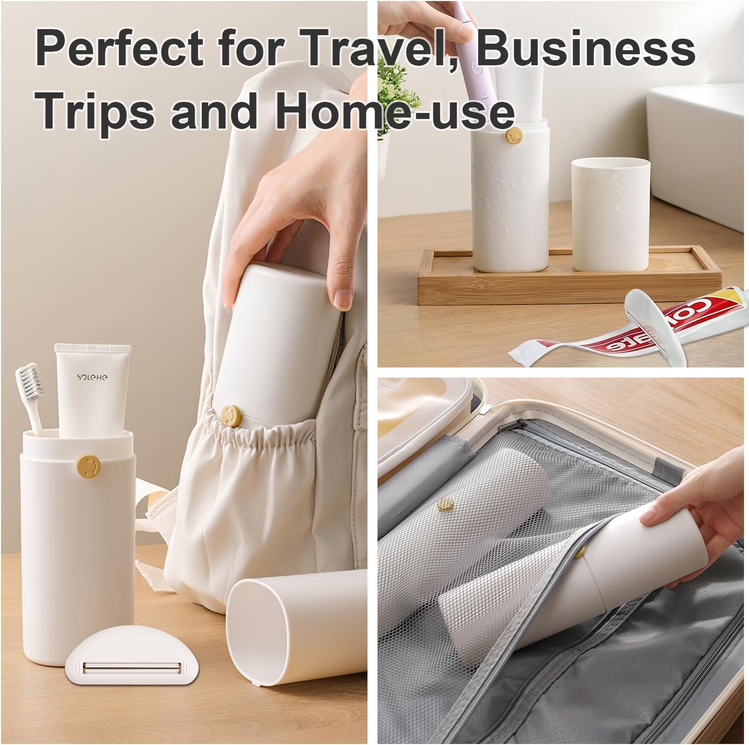 Ventilated Toothbrush Travel Case with Toothpaste Dispenser Portable Travel Toothbrush Holder – Leakproof Twist-Lock Design | for Electric/Manual Brushes, Gym, Camping & School