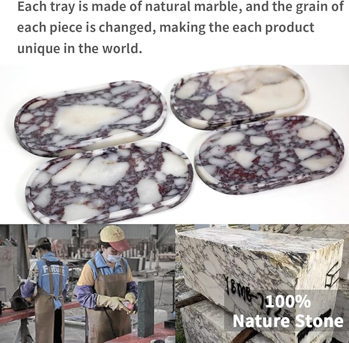 100% Natural Luxury Calaccata Viola Marble Small Hand Towel Tray Holder Organizer, Makeup Bathroom Holder