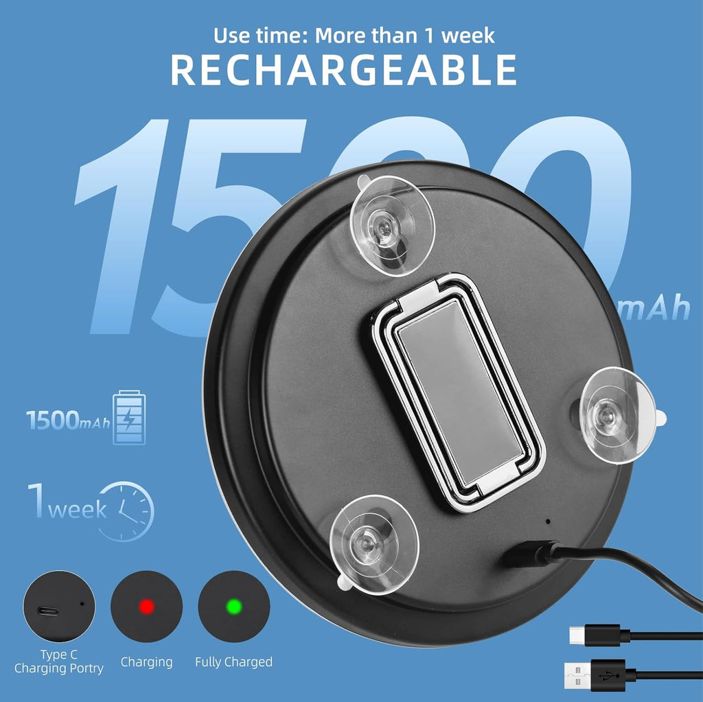 20X Magnifying Mirror with Light, Large 6'' Rechargeable 3 Colors Dimming Lighted Magnified Mirror with 3 Suction Cups and 360° Table Stand, Vanity Makeup Mirror with Tweezers & Scissors