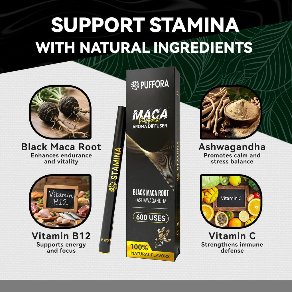2 Pack, Maca Diffuser (Ashwagandha, B12, C) + Mullein Diffuser (Marshmallow Root, Mint) – Mixed Set, Herbal Anxiety Pen, Clean Breaths & Daily Vitality