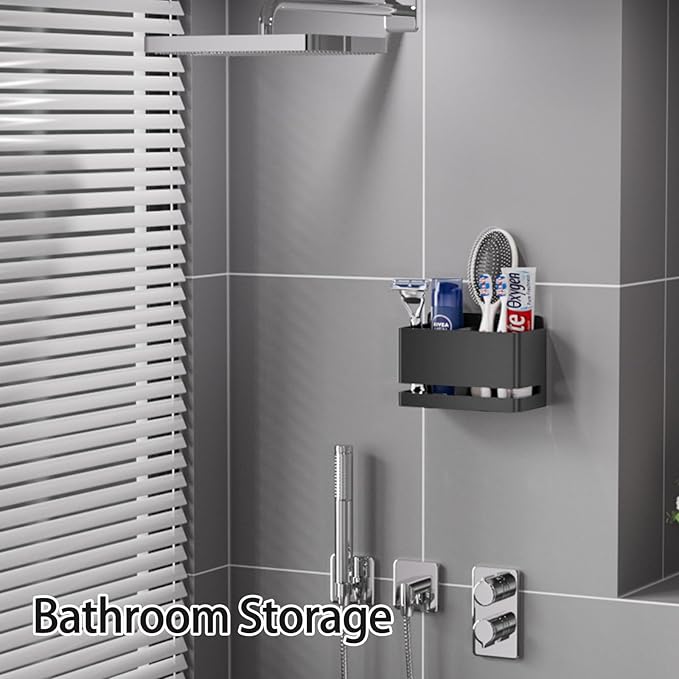 Aluminum Electric Toothbrush Holder - Bathroom Wall Mounted Toothbrush Holder (Black, Double Slot)