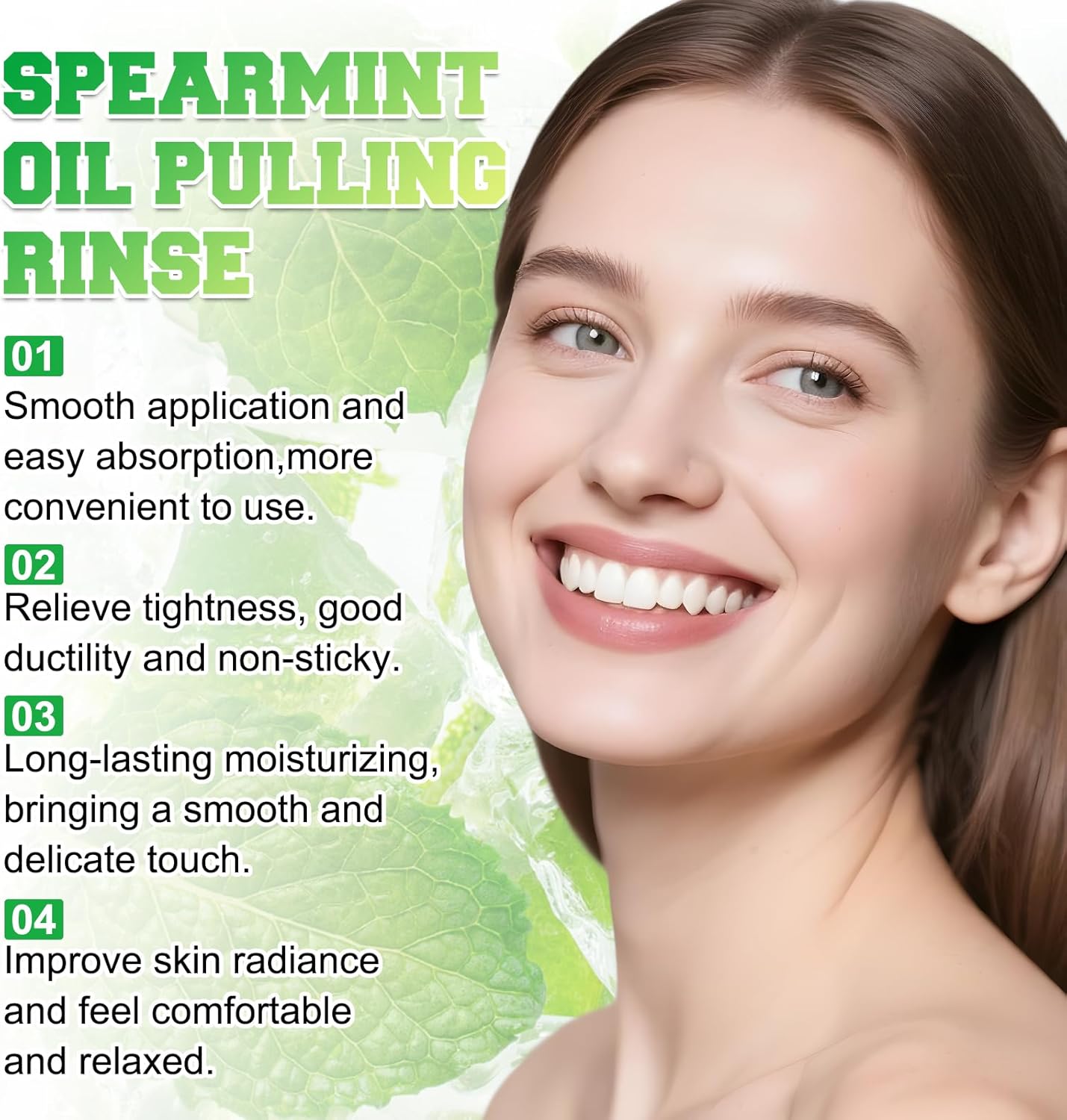 Spearmint Oil Pulling Rinse, Cold-Pressed Coconut Mouthwash for Teeth Whitening,Natural Peppermint Pulling Oil to Help Maintain Gum Health and Freshen Breath (1)